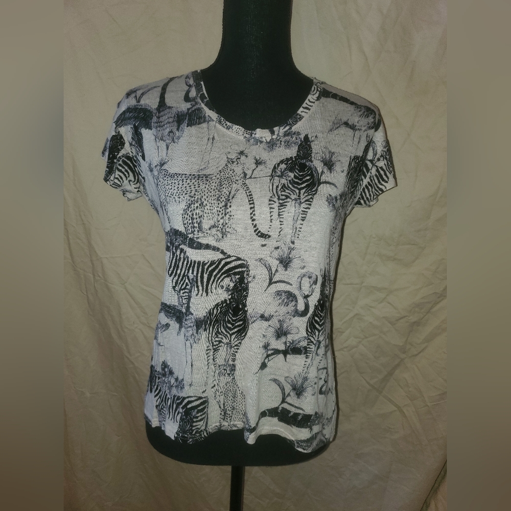 Madewell linen safari print tee